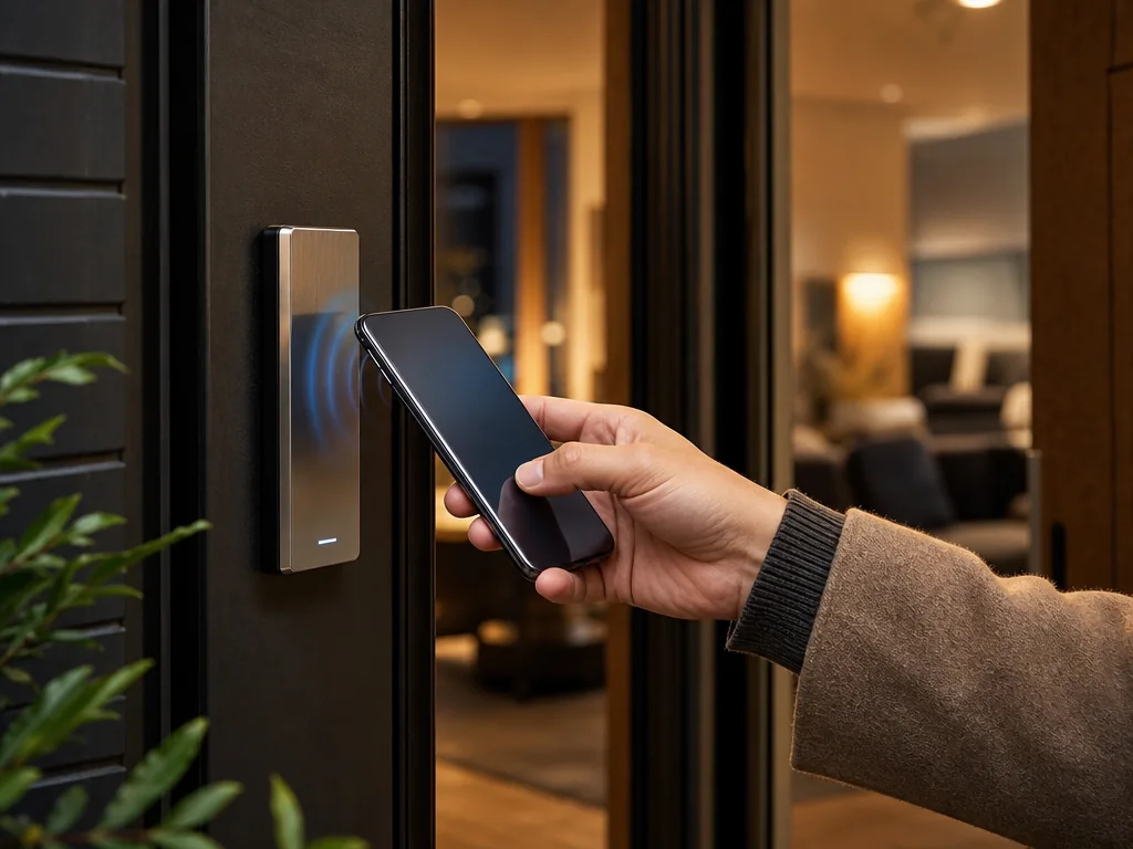 Ouverture d’une porte par smartphone et lecteur sans contact